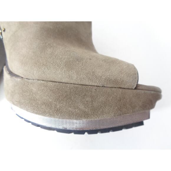 SAM EDELMAN Una 9M Taupe Suede Beaded Peep Toe Platform Shooties Booties Shoes - Picture 9 of 10